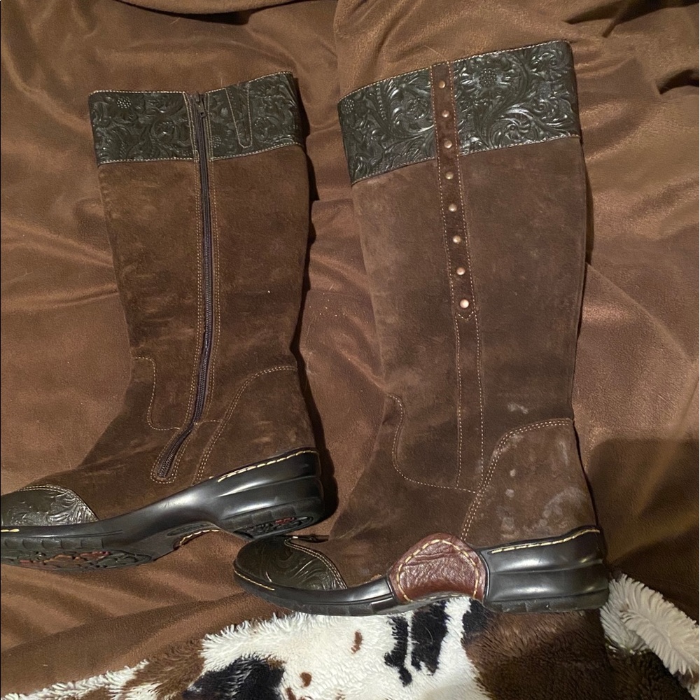 Soft leather and suede boots